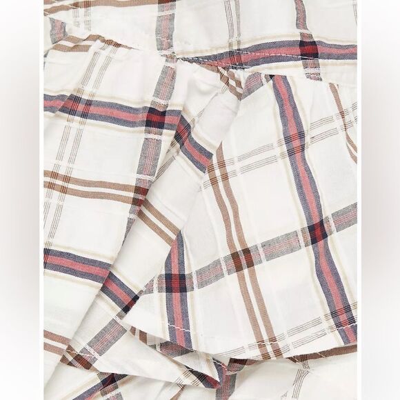 Veronica Beard Memphis Ruffle Mini Skirt Plaid White Multi Size 8 - Picture 4 of 13